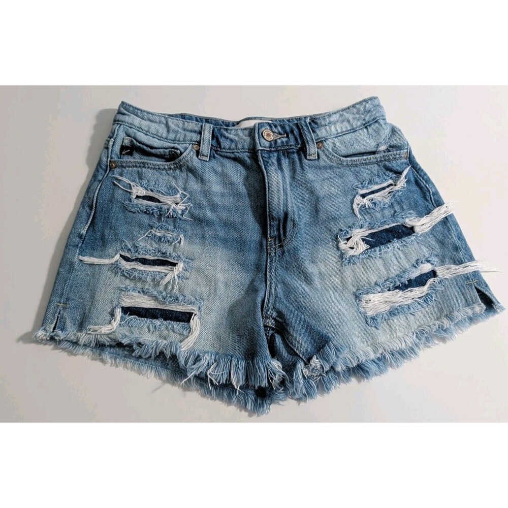 KanCan Distressed Denim Jean Shorts High Rise Ripped Frayed Hem size 5/26